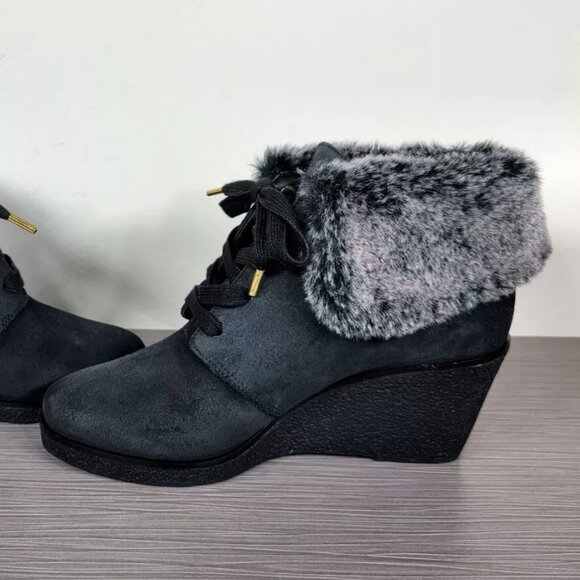 Cole Haan Coralie Wedge Bootie, Black Waterproof Suede, Womens Size 8 & 10 B - Picture 7 of 10
